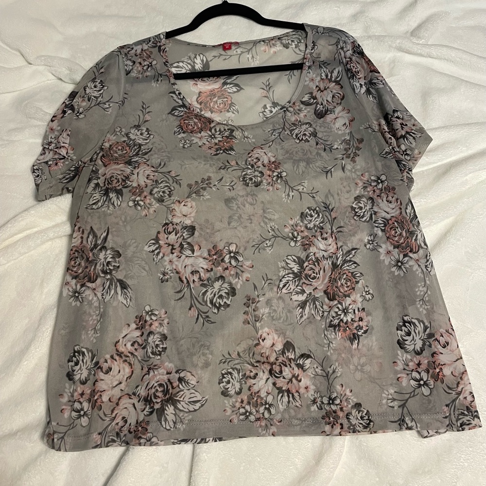 Sheer flowy floral print top